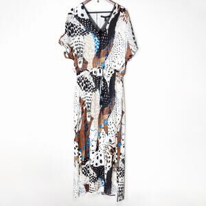 NWT White House Black Market Maxi Dress Mixed Print L Resortwear Chic